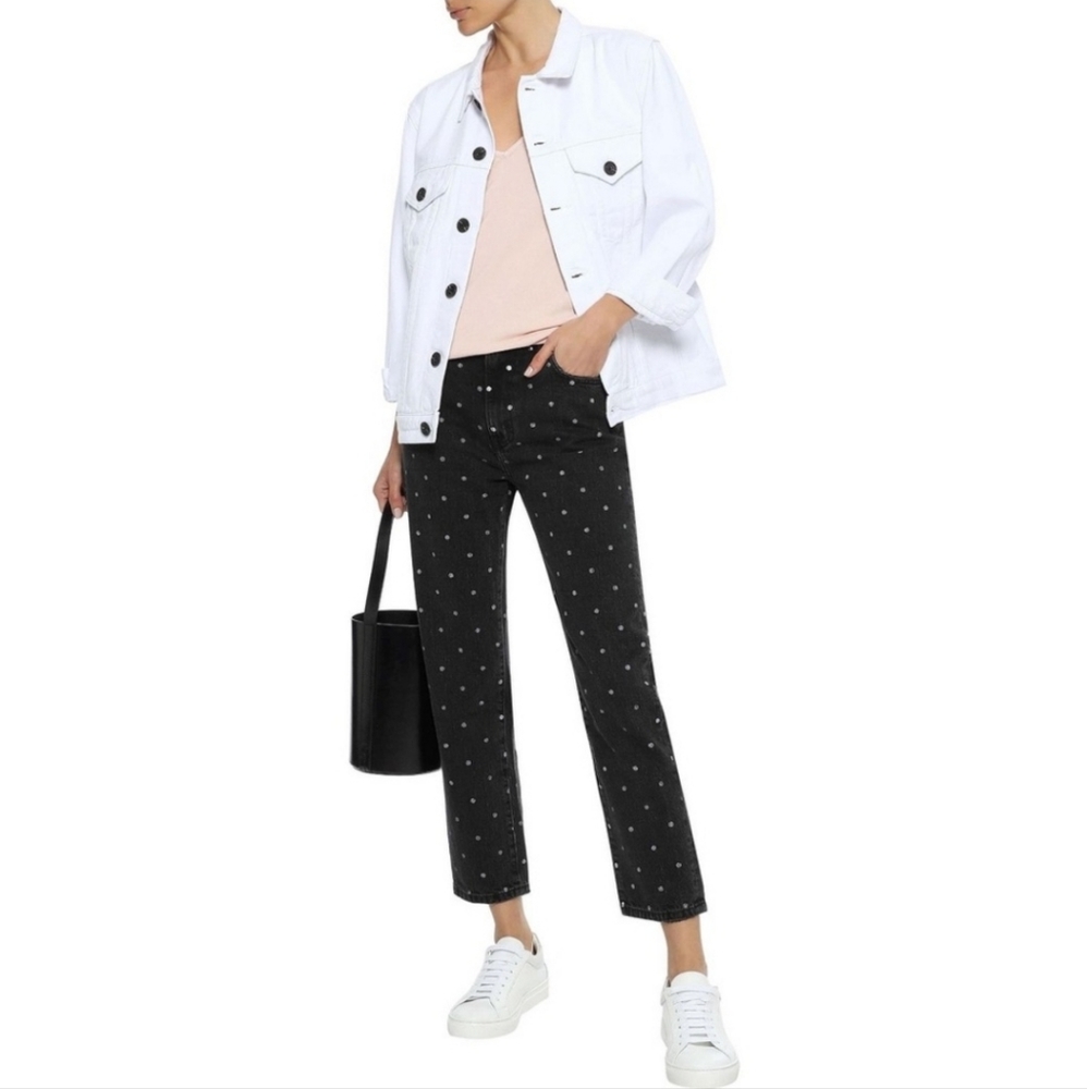 Current/Elliott The Vintage Cropped Slim Jean in Black Polka Dot Size 27 NWT!